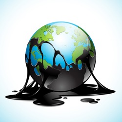 Vector illustration of Earth covered in dark oil