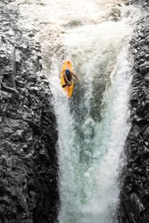 Courage Kayaker In A Vertical Diving Position