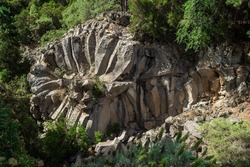 A geological formation, a basalt rock formation in the shape of a rose. Mirador (viewpoint) de La Piedra de la Rosa. Tenerife. Canary Islands. Spain.