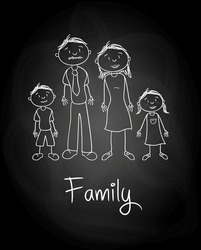 family design over blackboard  background vector illustration 