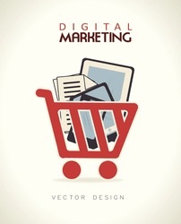 digital marketing over gray  background vector illustration