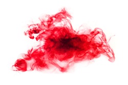 Abstract red blotch blurred on white background