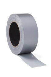 Roll of gray reinforced scotch tape isolated on white background