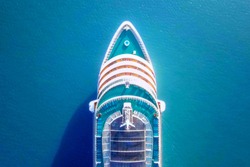 Cruise ship sailing across The Mediterranean sea - Aerial image