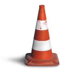 Road bollard traffic cone isolated on white background