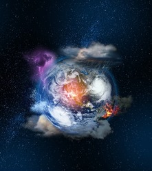 Climate change threats over planet Earth, dangers of global warming concept. Some elements of the image provided by NASA.