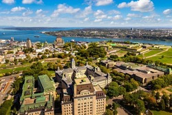 Panoramic aerial view of Quebec city in a sunny day, Canada