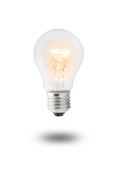 Glowing yellow light bulb,  Realistic photo image