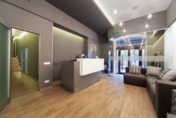Modern interior design. Lobby at  dental clinic.
