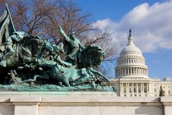 Cavalry group monument in front of US Capitol