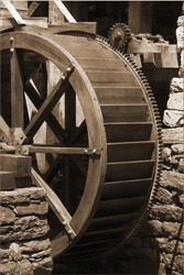 Historic water mill wheel