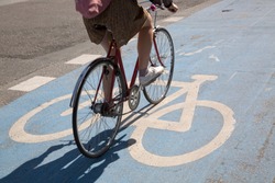 Bike Lane and Cyclist; Copenhagen; Denmark