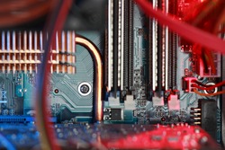 Close-up of circuit board inside computer
