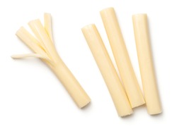 String cheese isolated on white background. Top view