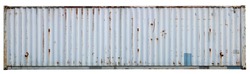 Wall of a steel gray old rusty sea cargo container. Isolated with patch