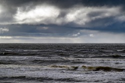 Stormy day by Baltic sea, Bernati, Latvia.