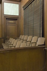 Empty jury box in court room