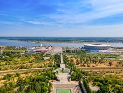 Volgograd, Russia. Aerial view of the statue 