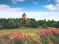 Chapel of the Immaculate Conception of the Virgin Mary, Mednik hill. The UNESCO monument of  Mining landscape, Mednik, Czech Republic