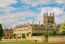 Exterior view of the famous Christ Church Cathedral at Oxford, United Kingdom