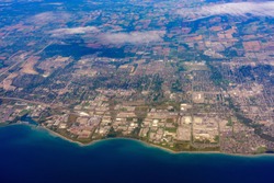 Aerial view of the Oshawa area cityscape at Canada