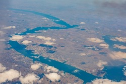 Beautiful aerial view of Lake Sakakawea, North Dakota State
