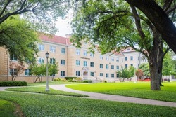 Overcast view of the Clark Dormitory of Texas Christian University at Fort Worth, Texas