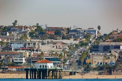 Morning view of the shore near Manhattan Beach and Redondo Beach, Los Angeles, California