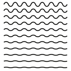 Set of wavy horizontal lines. Vector design element