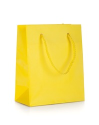 Yellow gift bag. Isolated on white background