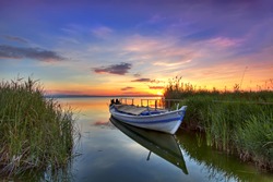 the boat in the landscape of colors