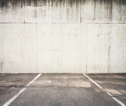 Concrete parking lot wall