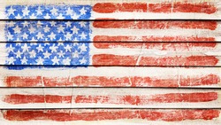 USA flag on wood texture