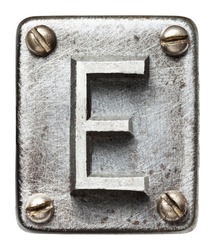 Old metal alphabet letter E