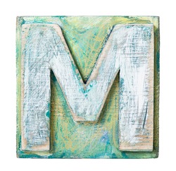 Wooden alphabet block, letter M