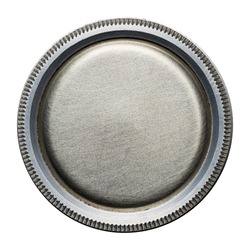 Round steel button, metal plate texture