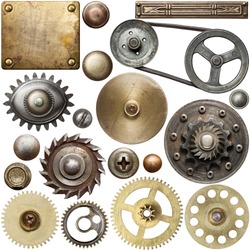 Screw heads, gears, textures and other metal details.