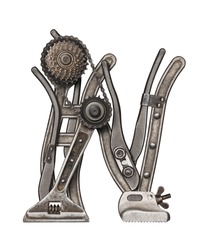 Mechanical metal alphabet letter N
