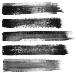 Abstract painted ink strokes set.