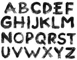Hand drawn alphabet letters set, isolated.