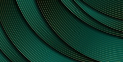 Dark green and golden abstract tech geometric wavy background. Luxury glitter concept vector design