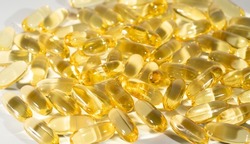 Food supplement oil filled fish oil, omega 3, omega 6, omega 9, vitamin A, vitamin D, vitamin E, flaxseed oil.	