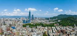 Panoramic of Taipei city skyline in Taiwan