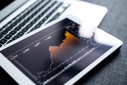 Stock market chart digital tablet