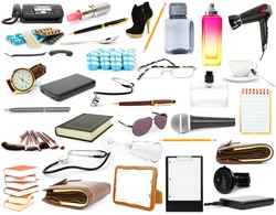 collection isolated objects on a white background