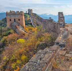 Colorful scenery at the Great Wall of China at Jinshanling 