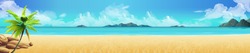 Sea panorama. Tropical beach. Vector background