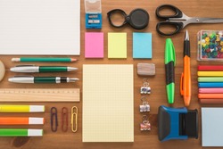 School office supplies on a table