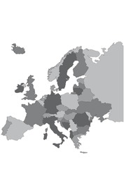 Europe map. Each country in a identified separate layer for easy editing