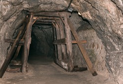 Old derelict mine. Tunnel entrance